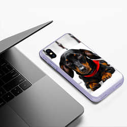 Чехол iPhone XS Max матовый Милая такса, цвет: 3D-светло-сиреневый — фото 2
