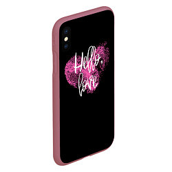 Чехол iPhone XS Max матовый Hello Love!, цвет: 3D-малиновый — фото 2