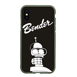 Чехол iPhone XS Max матовый Bender Retro, цвет: 3D-темно-зеленый