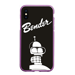 Чехол iPhone XS Max матовый Bender Retro, цвет: 3D-фиолетовый