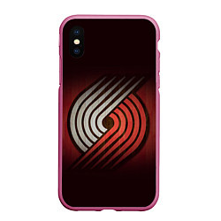 Чехол iPhone XS Max матовый NBA: Portland Trail Blazers, цвет: 3D-малиновый