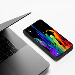 Чехол iPhone XS Max матовый Всплеск красок, цвет: 3D-черный — фото 2