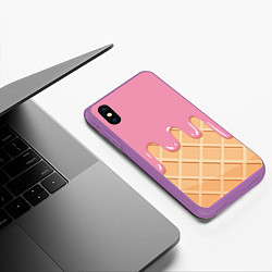 Чехол iPhone XS Max матовый Я Клубничный Рожок, цвет: 3D-фиолетовый — фото 2