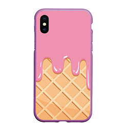 Чехол iPhone XS Max матовый Я Клубничный Рожок, цвет: 3D-фиолетовый