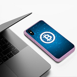 Чехол iPhone XS Max матовый Bitcoin Blue, цвет: 3D-сиреневый — фото 2