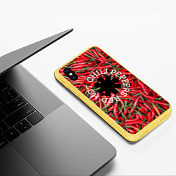 Чехол iPhone XS Max матовый Red Hot Chili Peppers, цвет: 3D-желтый — фото 2