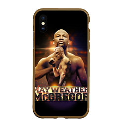 Чехол iPhone XS Max матовый Mayweather vs McGregor, цвет: 3D-коричневый