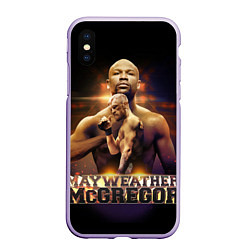 Чехол iPhone XS Max матовый Mayweather vs McGregor, цвет: 3D-светло-сиреневый