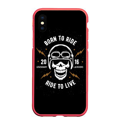 Чехол iPhone XS Max матовый Born to ride, цвет: 3D-красный