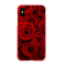 Чехол iPhone XS Max матовый Красные розы, цвет: 3D-баблгам