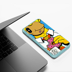 Чехол iPhone XS Max матовый Homer with donut, цвет: 3D-мятный — фото 2