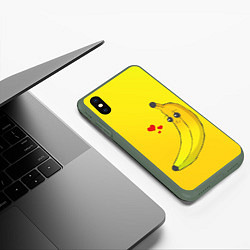 Чехол iPhone XS Max матовый Just Banana (Yellow), цвет: 3D-темно-зеленый — фото 2