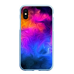 Чехол iPhone XS Max матовый Узор цвета, цвет: 3D-голубой