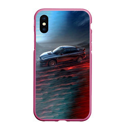 Чехол iPhone XS Max матовый Subaru, цвет: 3D-малиновый