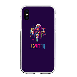 Чехол iPhone XS Max матовый Led Zeppelin Color, цвет: 3D-белый