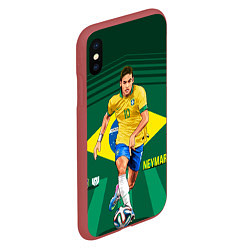 Чехол iPhone XS Max матовый Neymar Brazilian, цвет: 3D-красный — фото 2