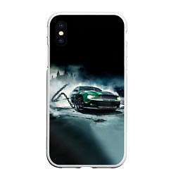 Чехол iPhone XS Max матовый Призрачный Ford Mustang, цвет: 3D-белый