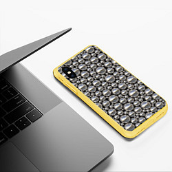 Чехол iPhone XS Max матовый Серебряные шары, цвет: 3D-желтый — фото 2