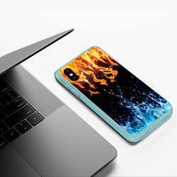 Чехол iPhone XS Max матовый Две стихии, цвет: 3D-мятный — фото 2