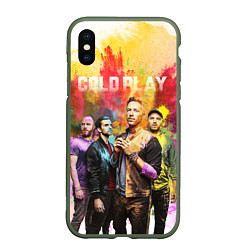 Чехол iPhone XS Max матовый Coldplay, цвет: 3D-темно-зеленый