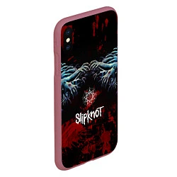 Чехол iPhone XS Max матовый Slipknot руки зомби, цвет: 3D-малиновый — фото 2