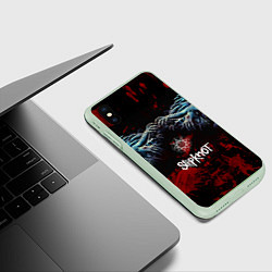 Чехол iPhone XS Max матовый Slipknot руки зомби, цвет: 3D-салатовый — фото 2