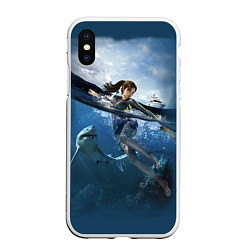 Чехол iPhone XS Max матовый TOMB RAIDER, цвет: 3D-белый