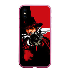 Чехол iPhone XS Max матовый Red Dead Redemption, цвет: 3D-малиновый