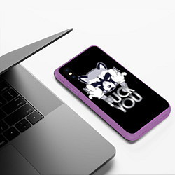 Чехол iPhone XS Max матовый Енот, цвет: 3D-фиолетовый — фото 2