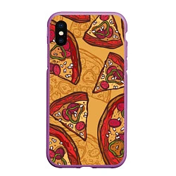 Чехол iPhone XS Max матовый Пицца, цвет: 3D-фиолетовый