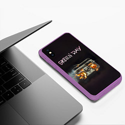 Чехол iPhone XS Max матовый Green Day магнитофон в огне, цвет: 3D-фиолетовый — фото 2