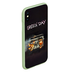 Чехол iPhone XS Max матовый Green Day магнитофон в огне, цвет: 3D-салатовый — фото 2