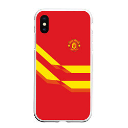 Чехол iPhone XS Max матовый Manchester United 3, цвет: 3D-белый