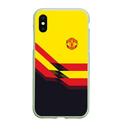 Чехол iPhone XS Max матовый Man United FC: Yellow style, цвет: 3D-салатовый
