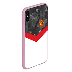 Чехол iPhone XS Max матовый Man United FC: Grey Polygons, цвет: 3D-розовый — фото 2