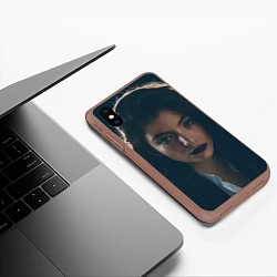 Чехол iPhone XS Max матовый Lorde: Black lips, цвет: 3D-коричневый — фото 2