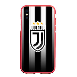 Чехол iPhone XS Max матовый Juventus FC: New logo, цвет: 3D-красный