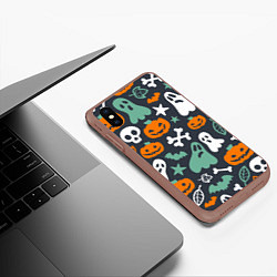 Чехол iPhone XS Max матовый Halloween Monsters, цвет: 3D-коричневый — фото 2