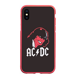 Чехол iPhone XS Max матовый AC/DC Devil, цвет: 3D-красный
