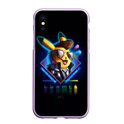 Чехол iPhone XS Max матовый Retro Pikachu, цвет: 3D-сиреневый