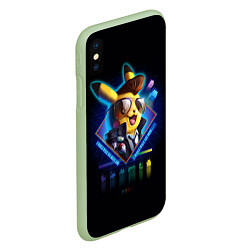 Чехол iPhone XS Max матовый Retro Pikachu, цвет: 3D-салатовый — фото 2