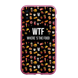 Чехол iPhone XS Max матовый WTF Food, цвет: 3D-малиновый