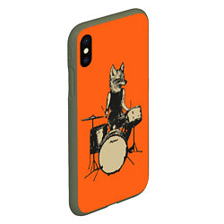 Чехол iPhone XS Max матовый Drums Fox, цвет: 3D-темно-зеленый — фото 2