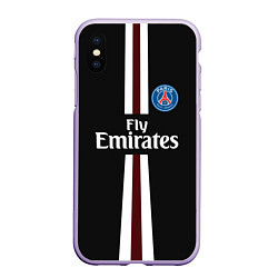 Чехол iPhone XS Max матовый PSG FC: Black 2018, цвет: 3D-светло-сиреневый