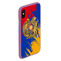 Чехол iPhone XS Max матовый Герб и флаг Армении, цвет: 3D-фиолетовый — фото 2
