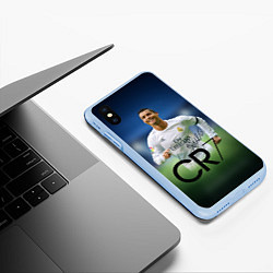 Чехол iPhone XS Max матовый CR7, цвет: 3D-голубой — фото 2