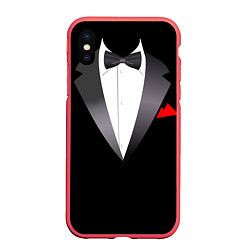 Чехол iPhone XS Max матовый Смокинг мистера, цвет: 3D-красный