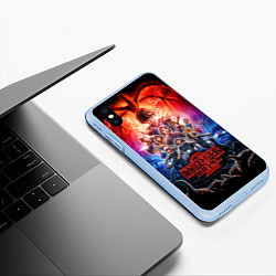 Чехол iPhone XS Max матовый Stranger Things 2, цвет: 3D-голубой — фото 2