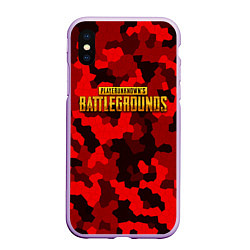 Чехол iPhone XS Max матовый PUBG: Red Mozaic, цвет: 3D-сиреневый