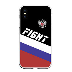 Чехол iPhone XS Max матовый Fight Russia, цвет: 3D-белый